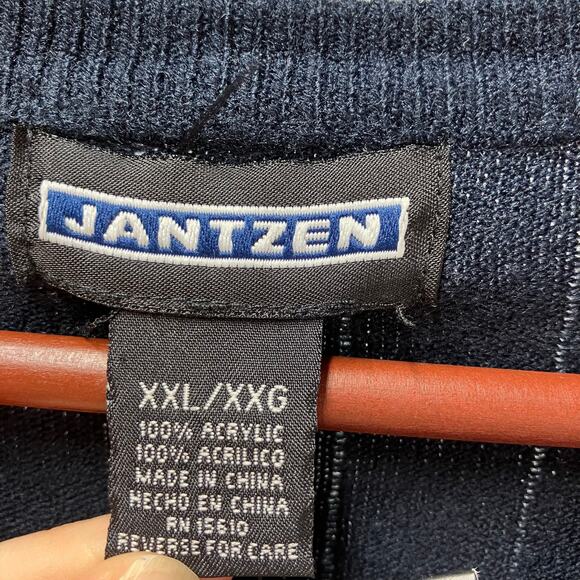 New Jantzen Men's XXL V-Neck Navy Blue Sweater Classic Business Golf Preppy Soft - Picture 6 of 12